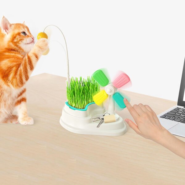 Windmill Funny Cat Stick Toy Desktop Grass Box Pet Toys - Image 3