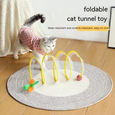 Folded Cat Tunnel S Type Cats Spring Toy Mouse Outdoor Cat Toys For Kitten Interactive
