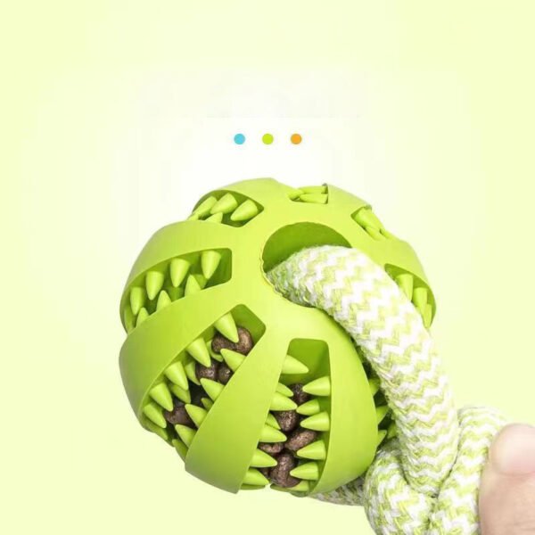 Dog Toys Treat Balls Interactive Hemp Rope Rubber Leaking Balls For Small Dogs Chewing Bite Resistant Toys Pet Tooth Cleaning Bite Resistant Toy Ball For Pet Dogs Puppy - Image 3