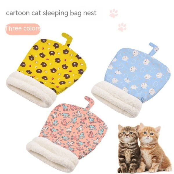 Lambswool Thickened Pocketable New Winter Linen Sleeping Bag Cat Nest - Image 8