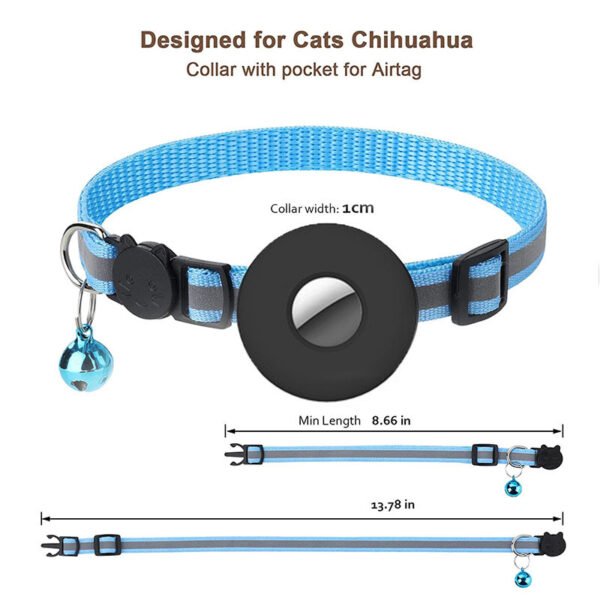 Airtag Pet Collar With Bell Reflective Adjustable Anti-lost Cat Dog Collar - Image 4