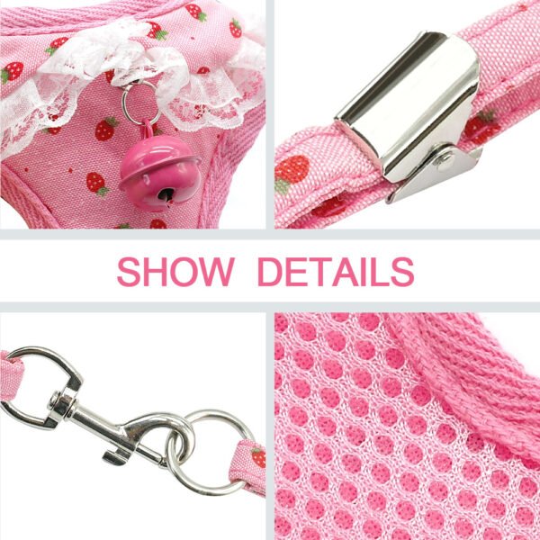 Chest harness pink bell dog leash small dog dog harness - Image 4