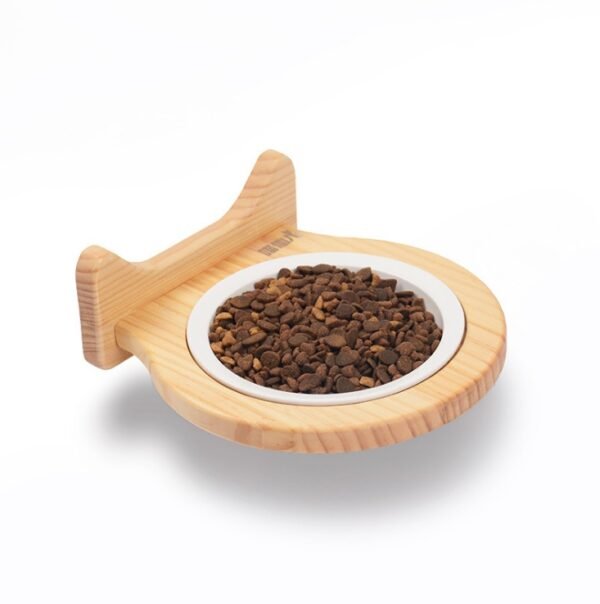 Pet Supplies Ceramic Bowl Solid Wood Stand - Image 7