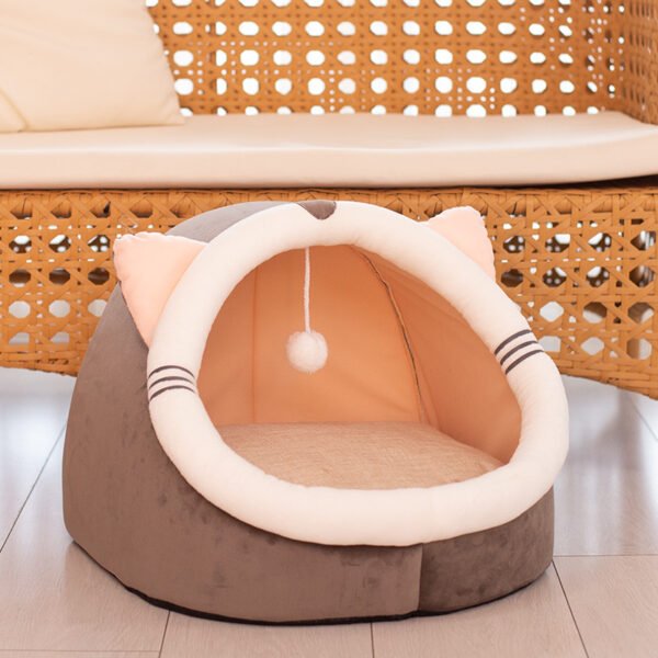 Pet cat litter closed cat litter kennel winter plus velvet - Image 2