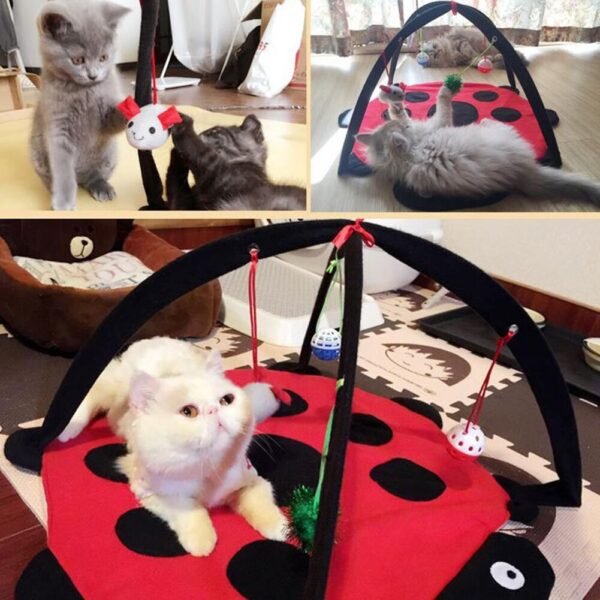 Cartoon Cat Play Tent Multifunctional Cat Hammocks Kitten Sleep Bed Foldable Cat Mat with Balls Cat Play House Toy - Image 4