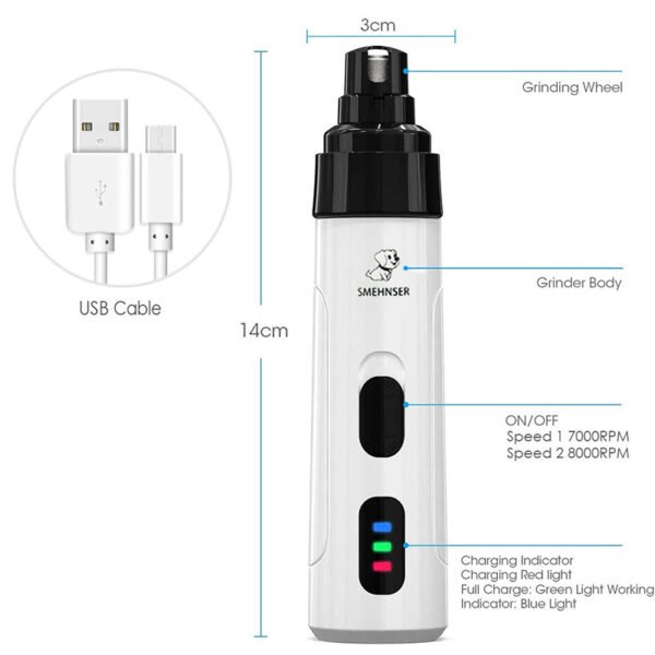 Pet Nail Polisher Electric Manicure USB Cleaning Supplies - Image 3