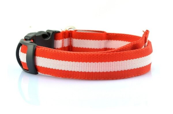 Manufacturer's spot 2.5cm stripe fiber LED luminous pet collar dog ring 6 color 3 size - Image 9
