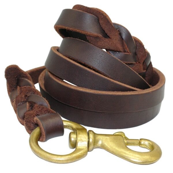 The first layer of leather dog leashes in the large dog chain training rope horse dog Golden Retriever dog rope - Image 3