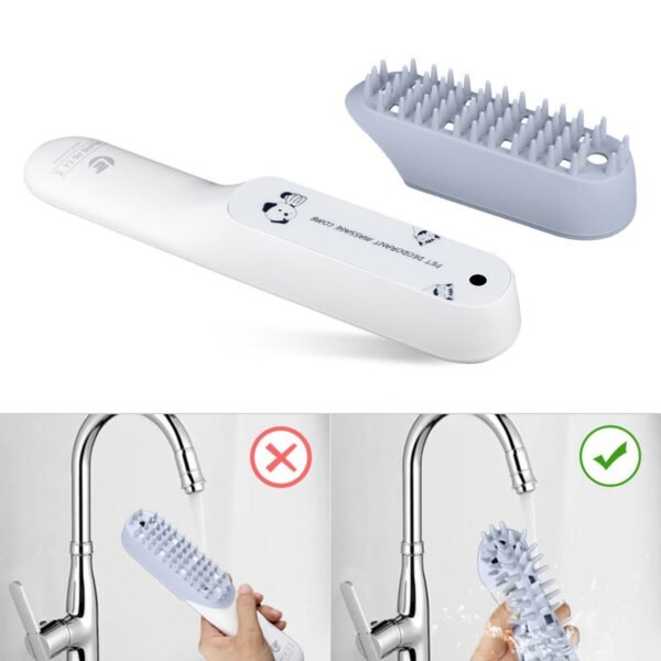 Pet Silicone Massage Brush Deodorant Sterilization Comb Handle Dog Grooming Shaving Massage Cleaning Comb Fur Remove Brush - Image 3
