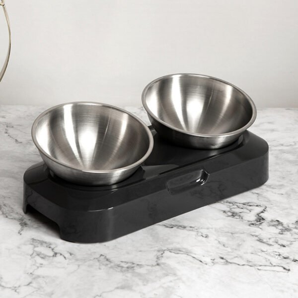 Pet Stainless Steel Bowl Pet Double Night - Image 3