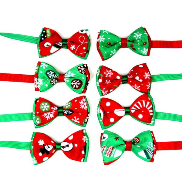 1 Pieces Cute Christmas Pet Supplies Handmade Ribbon Dog Bow Ties 8 Colors Cat Neck Tie Dog Accessories - Image 4