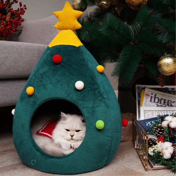 Christmas Tree Pet Bed Winter Warm Pet Nest Cat House Dog pet supplies - Image 4