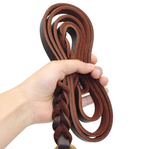 The first layer of leather dog leashes in the large dog chain training rope horse dog Golden Retriever dog rope - Image 2