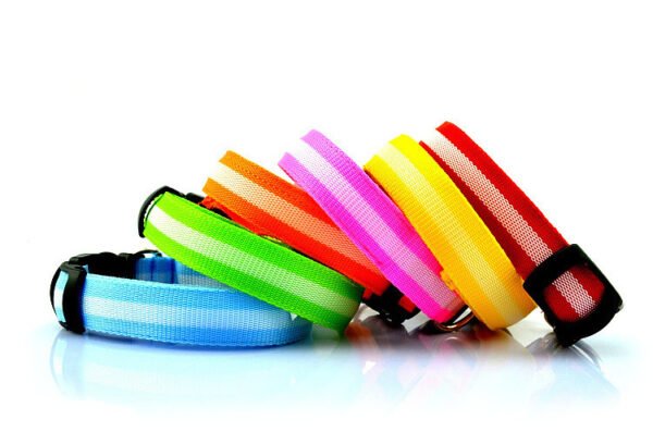 Manufacturer's spot 2.5cm stripe fiber LED luminous pet collar dog ring 6 color 3 size - Image 5