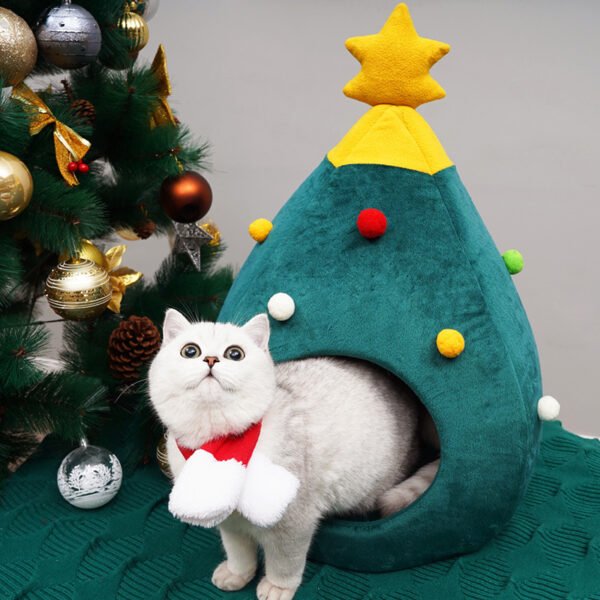 Christmas Tree Pet Bed Winter Warm Pet Nest Cat House Dog pet supplies - Image 5