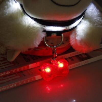 New LED Dog Bone Shape ID Tag Pet Safety Collar Pendant