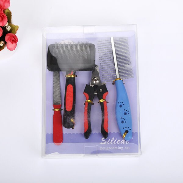 Pet Products Cat And Dog Comb Nail Clippers 4-piece Set - Image 3