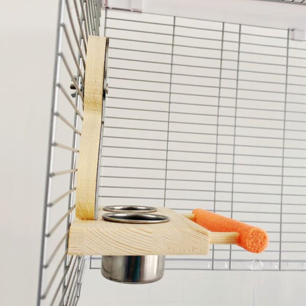 Parrot Puzzle Bird Toy Grinding Claw Stand Stainless Steel Food Cup Mirror - Image 2
