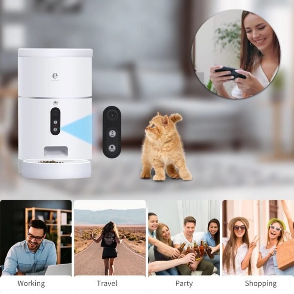 Pet Dog Cat Food Dispenser Bowl with Camera Wide Angle Automatic Pet Feeder Food Bowl APP Control
