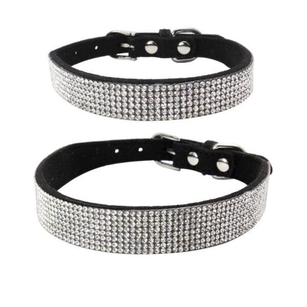 Shiny Rhinestone Hot Rhinestone Pet Collar Microfiber Durable Dog Collar - Image 2