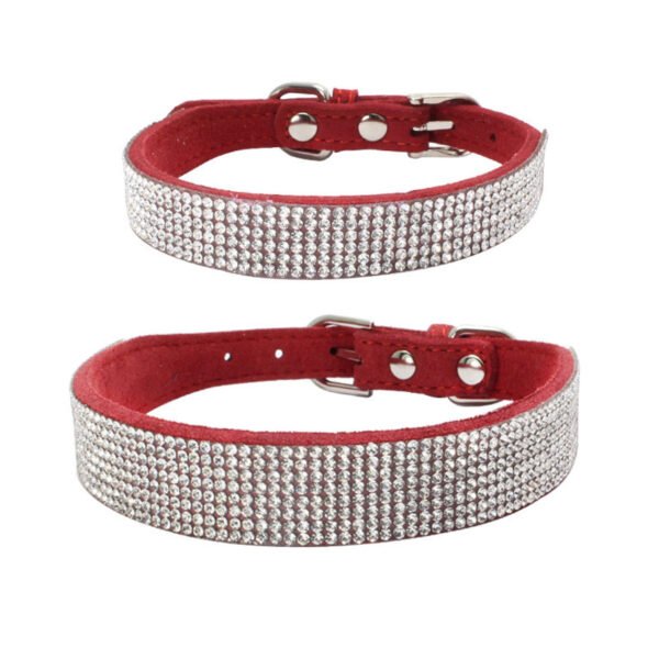 Shiny Rhinestone Hot Rhinestone Pet Collar Microfiber Durable Dog Collar - Image 3