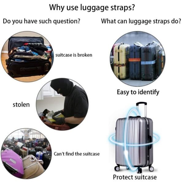 7 Colors Adjustable Nylon Lock Travel Luggage Straps Belt Protective Travel Accessories Suitcase Packing Belt - Image 3