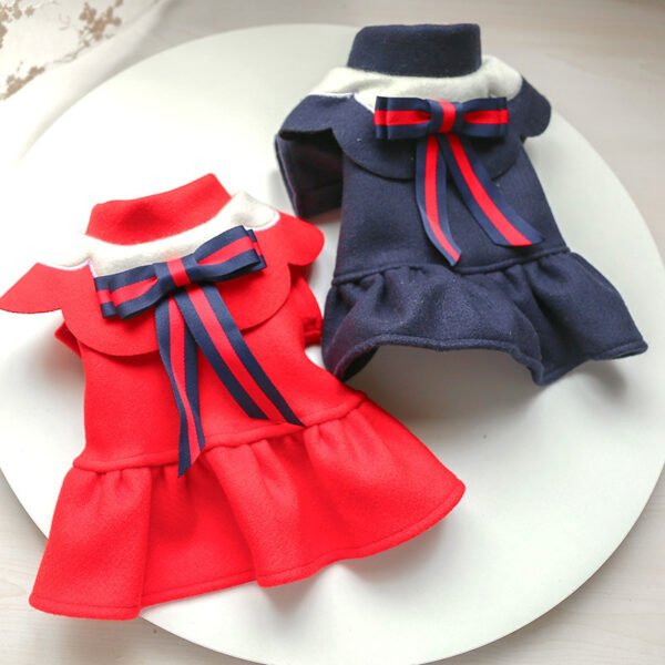 Pet Dog Cat Autumn And Winter Woolen Cloth Student British Style Cat And Aat Costume - Image 6