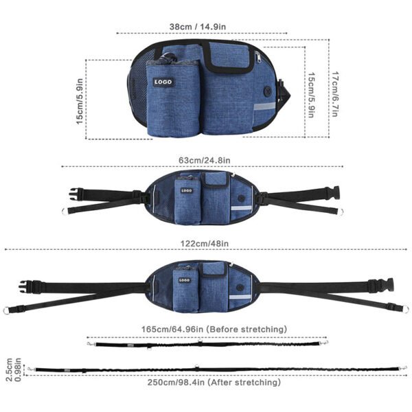 Dog Training Leash Waist Bag Hands-Free Outdoor Pet Running Walking Leash Portable Dog Food Water Cup Storage Bags - Image 7