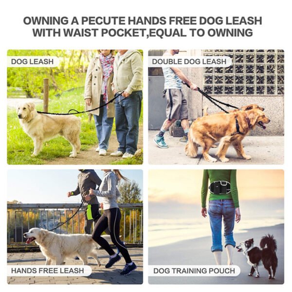 Dog Training Leash Waist Bag Hands-Free Outdoor Pet Running Walking Leash Portable Dog Food Water Cup Storage Bags - Image 2