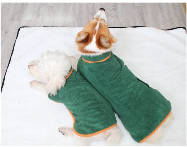 Pet Puppy Clothes Bathing Robe Neck Pet Clothes Tucked Waist Dog Shirts - Image 4