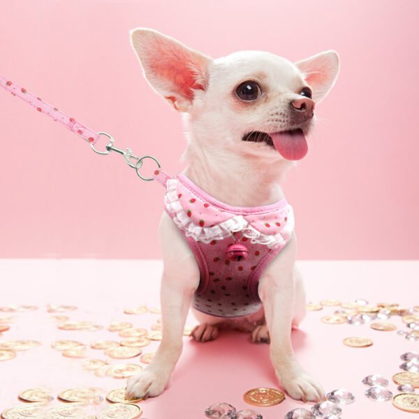 Chest harness pink bell dog leash small dog dog harness - Image 3