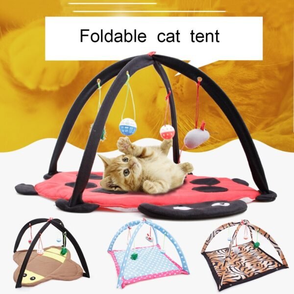 Cartoon Cat Play Tent Multifunctional Cat Hammocks Kitten Sleep Bed Foldable Cat Mat with Balls Cat Play House Toy - Image 6