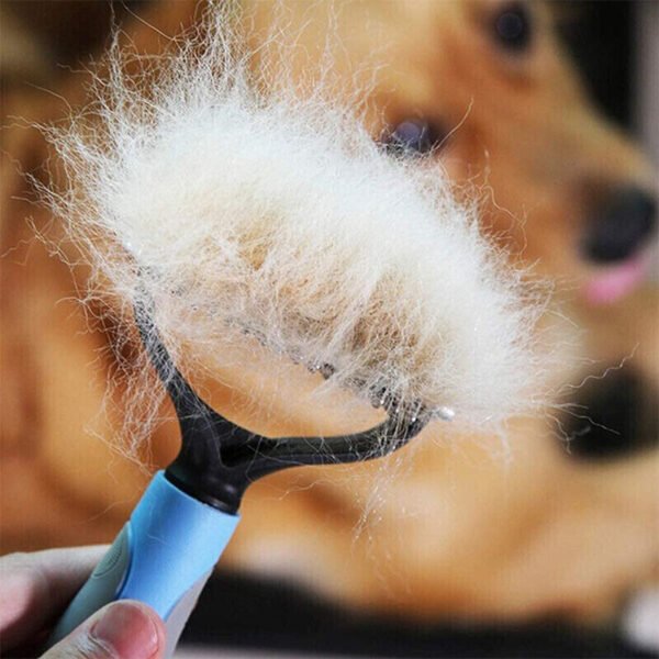 Grooming Brush For Pet Dog Cat Deshedding Tool Rake Comb Fur Remover Reduce 2-Side Dematting Tool For Dogs Cats Pets Grooming Brush Double Sided Shedding And Dematting Undercoat Rake Hair Removal Comb - Image 9