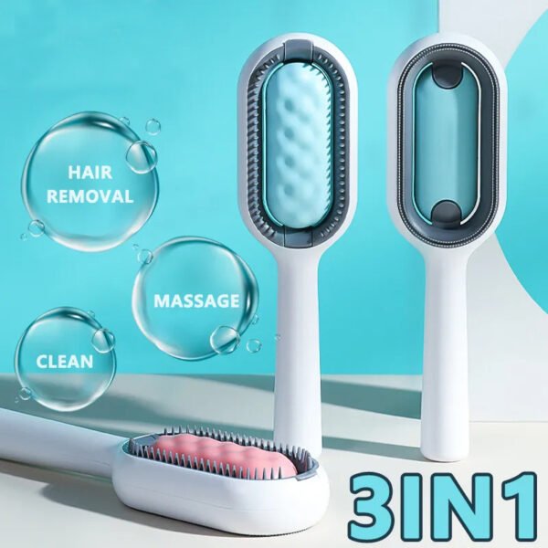 Cat Hair Brush With Water, Sticky Brush For Cats, 4 In-1 Cat Grooming Brush Creative Update Cat Dog Grooming Comb With Water Tank Double-Sided Hair Removal Brush Kitten Pet Supplies Accessories - Image 2