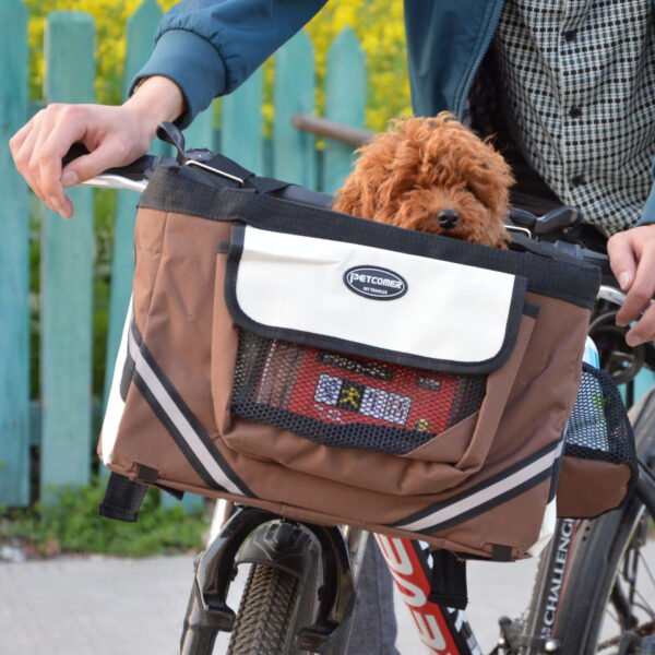Pet Bicycle Carrier Cat Dog Bicycle Bag Bike Removable Basket Handlebar Front Basket Small Cat Dog Carrier - Image 4