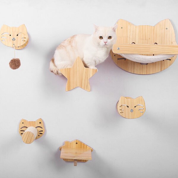 Pine Solid Wood DIY Cat Climbing Frame Cat Wall Hanging
