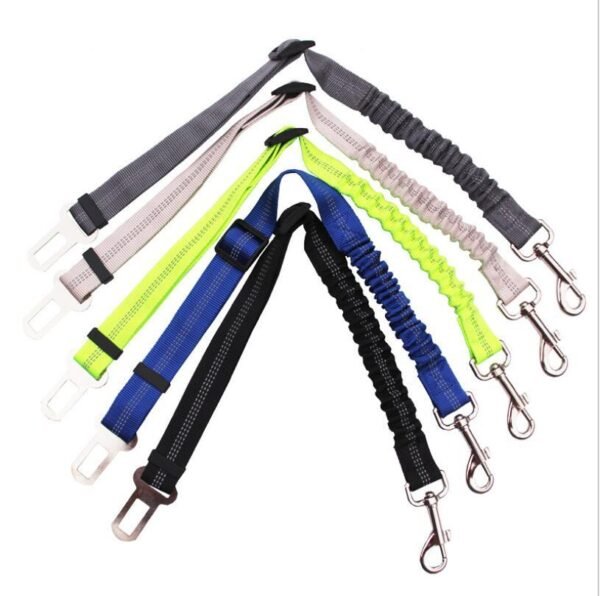 Adjustable Dog Seat Belt Dog Car Seatbelt Harness Leads Elastic Reflective Safety Rope - Image 2