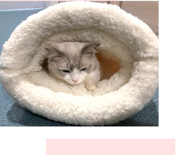 Lambswool Thickened Pocketable New Winter Linen Sleeping Bag Cat Nest - Image 10