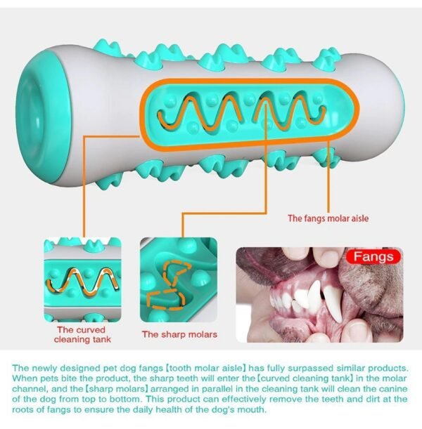 Dog Squeaky Toys For Aggressive Chewers, Tough Toothbrush Dog Chew Toy, Nearly Indestructible Rubber Toys For Pet Training, Teeth Cleaning, Playing And Chewing For Medium & Large Breeds - Image 3