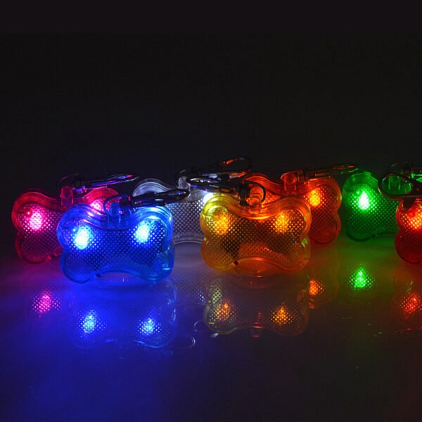 New  LED Dog Bone Shape ID Tag Pet Safety Collar Pendant - Image 2