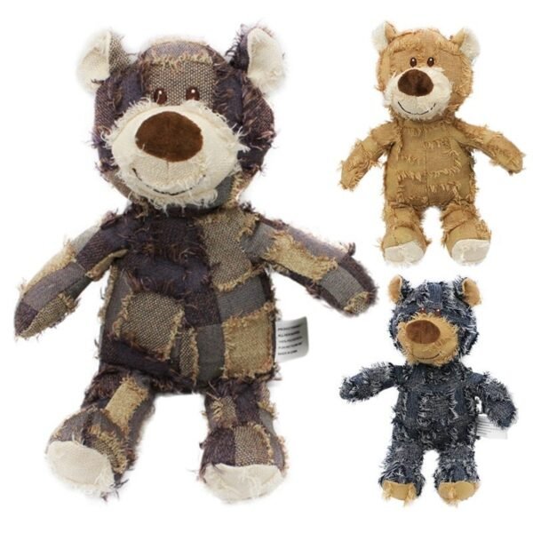 Cute Pet Dog Cat Plush Squeak Sound Toy Bear Shape Bite Resistant Molar Chew Toys - Image 2