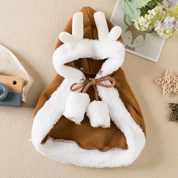 Cat Christmas Outfits, Dog Cat Santa Claus Outfit, Soft And Thick Xmas Cape With Hat - Image 3