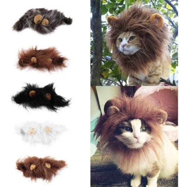 Funny Pet Hat For Small Dogs Cats Hat Emulation Lion Hair Mane Ears Head Cap - Image 2