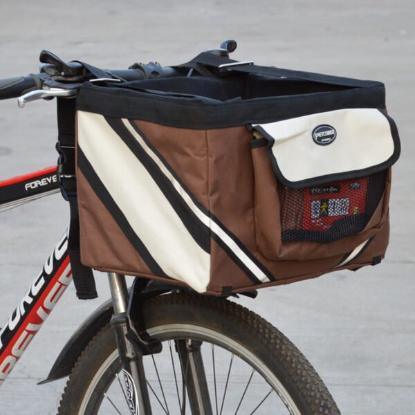 Pet Bicycle Carrier Cat Dog Bicycle Bag Bike Removable Basket Handlebar Front Basket Small Cat Dog Carrier - Image 2
