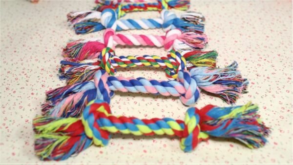 Dog bite rope toy dog rope knot molar bite-resistant color double knot cotton rope toy - Image 3