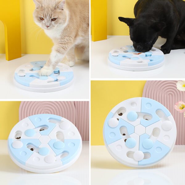 Pet Toy Blue And White Jigsaw Puzzle Feeding Tray - Image 3
