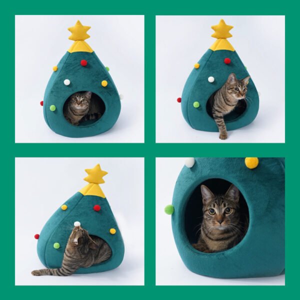 Christmas Tree Pet Bed Winter Warm Pet Nest Cat House Dog pet supplies - Image 2