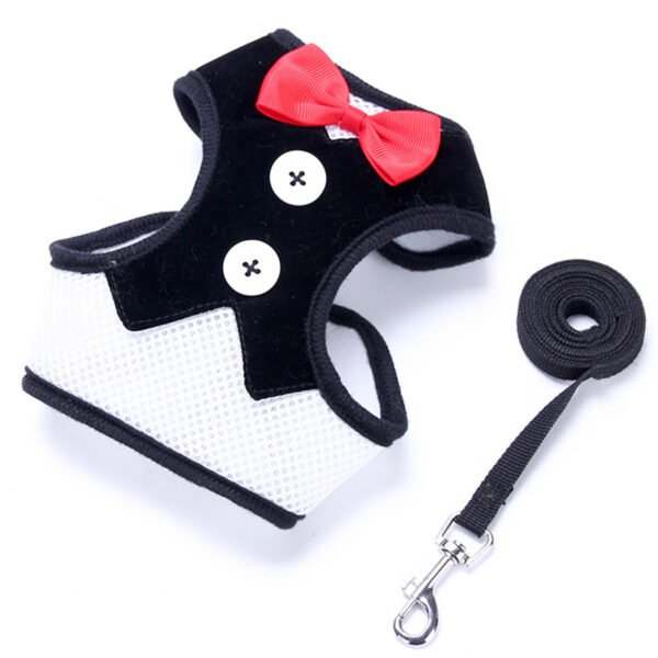 Dog leashes Small dog Teddy vest-style bow evening dress chest straps Pet supplies - Image 2