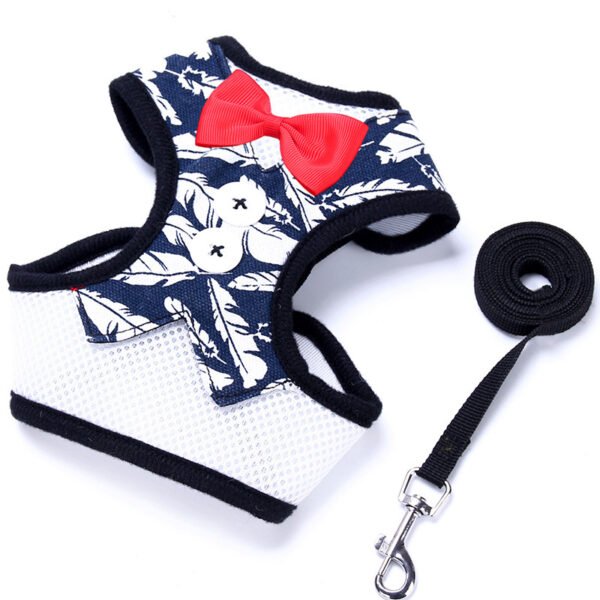 Dog leashes Small dog Teddy vest-style bow evening dress chest straps Pet supplies - Image 3