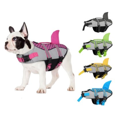 Swim Pet Dog Life Jacket Vest Clothes Life Vest Collar Harness Summer Swimwear Scales Shark